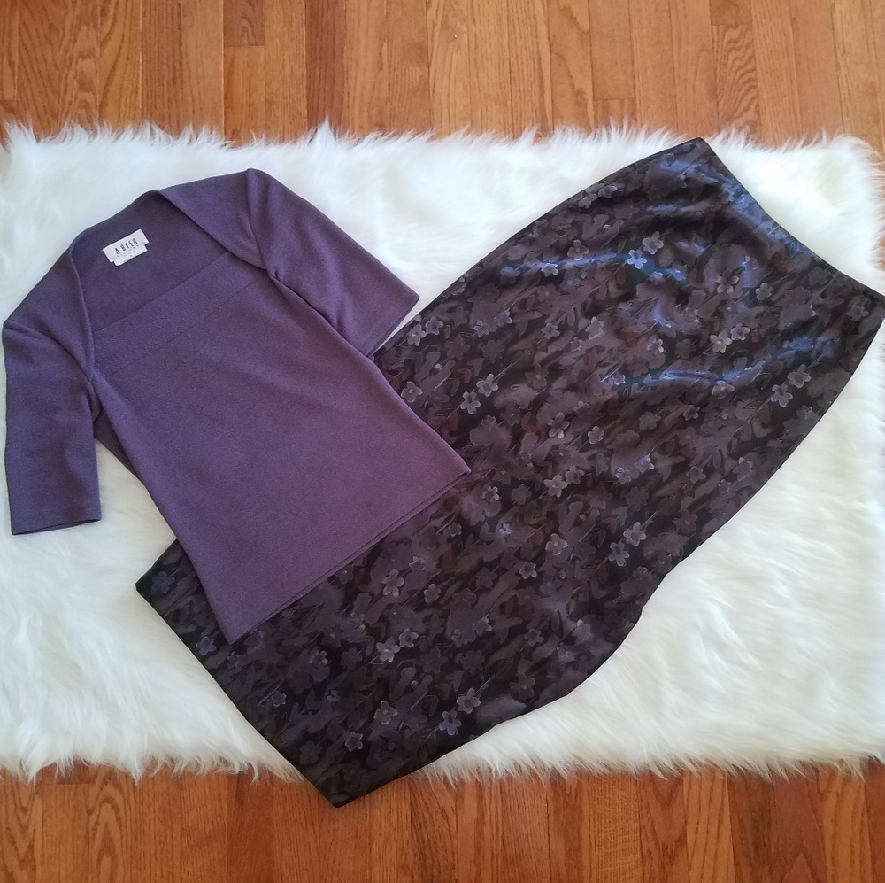 Purple blouse/skirt set, A. Byer